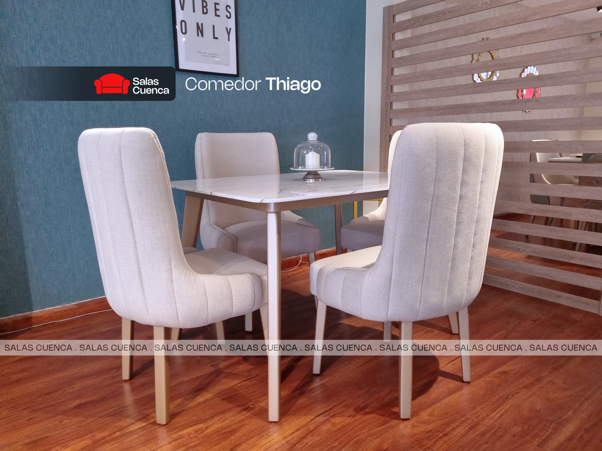 COMEDOR THIAGO 4 SILLAS BEIGE + CHAMPAGNE COMEDOR THIAGO 4 SILLAS BEIGE + CHAMPAGNE