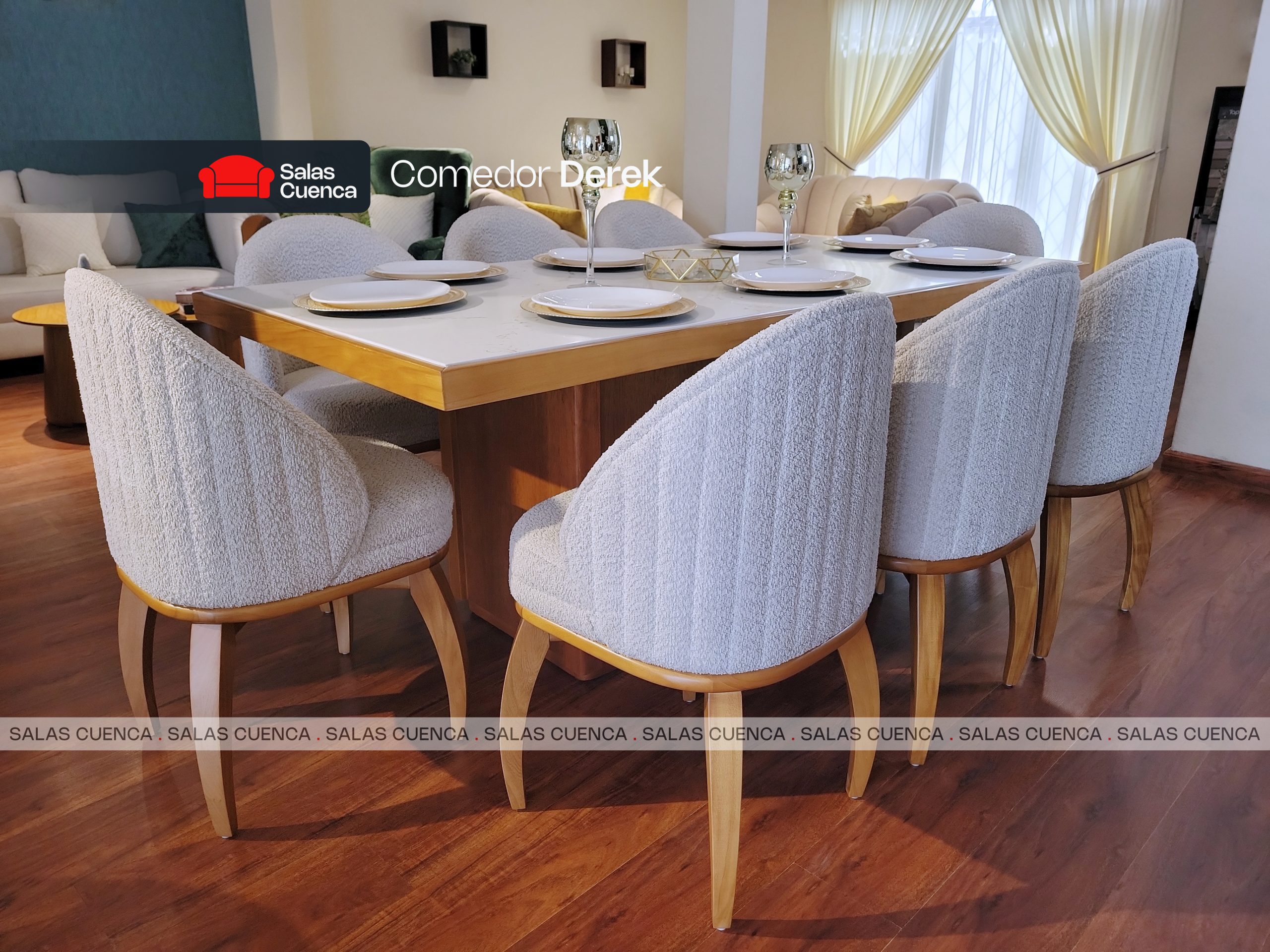 COMEDOR DEREK 8 SILLAS BEIGE COMEDOR DEREK 8 SILLAS BEIGE
